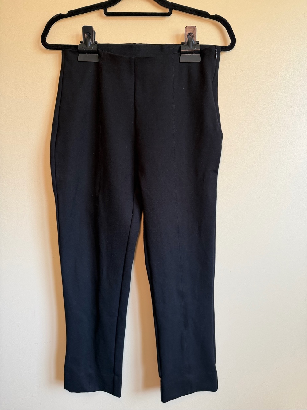 Quince Women's Black Pull On Pintuck Slim Leg Side Zip Ankle Pants Medium Office